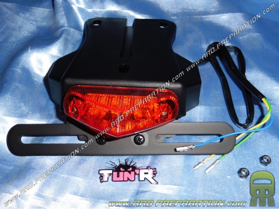 Feu arrière avec bavette et support de plaque TUN'R à leds transparent pour  moto 50cc, 125