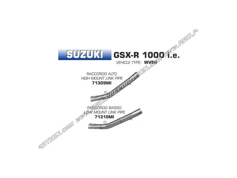 Raccord ARROW pour silencieux RACE-TECH au collecteur ARROW sur Suzuki GSX-R 1000 i.e. 2005 à 2006