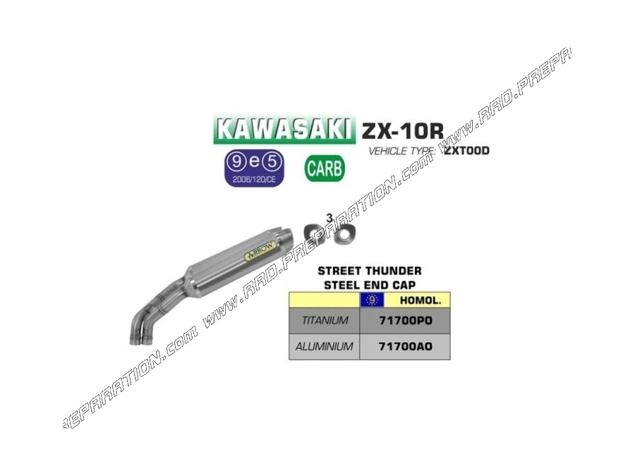 Par de silenciadores de escape ARROW THUNDER para Kawasaki ZX-10R 2006/2007