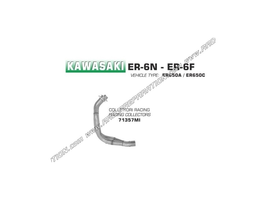 Collecteur d'échappement ARROW racing catalysé pour moto Kawasaki ER-6N - ER-6F 2005 à 2011