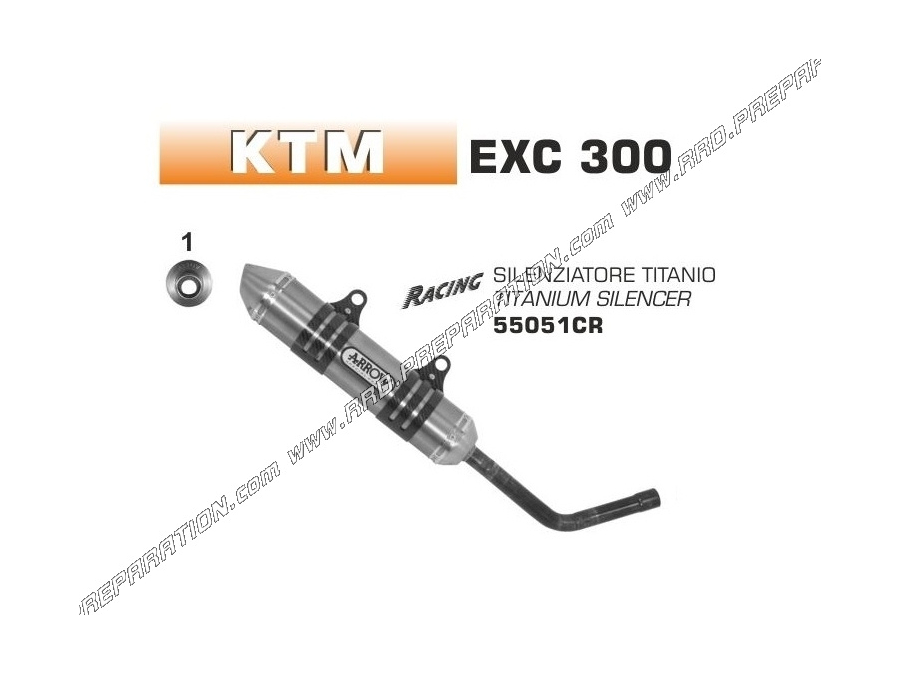 Exhaust silencer RACING TITANIUM ARROW for KTM EXC 200cc, 300cc 2005/2009