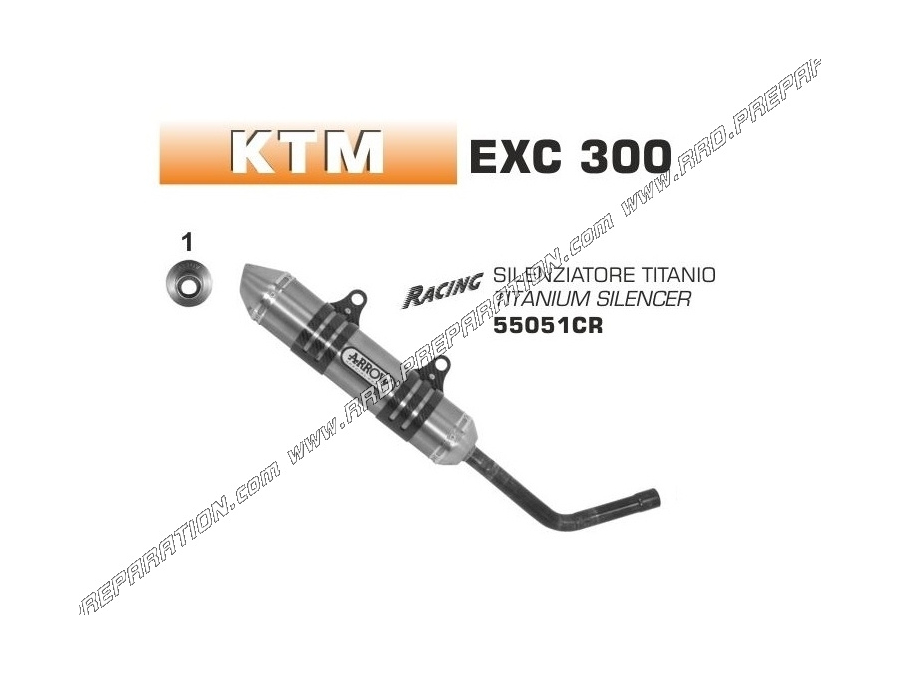 Silencieux d'échappement RACING TITANE ARROW pour KTM EXC 200cc, 300cc 2005/2009