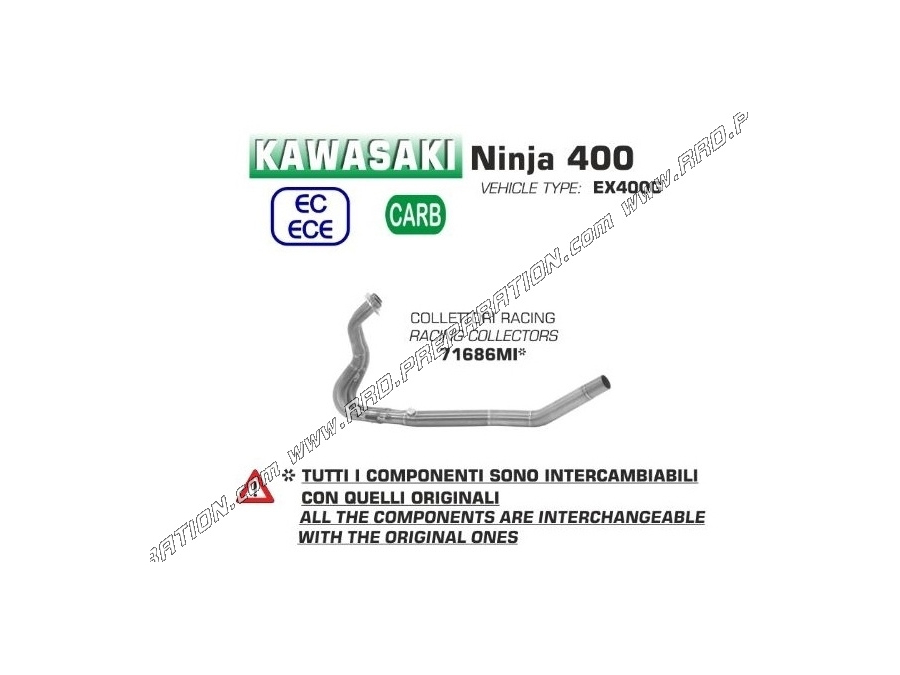 Collecteur ARROW racing sur Kawasaki Ninja 400 2018