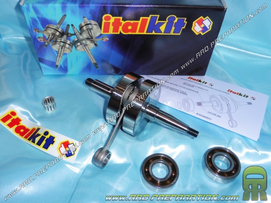 Cigüeñal + rodamientos ITALKIT Competición carrera larga 44mm (silk Ø20mm) eje especial pistón Ø14mm Minarelli am6