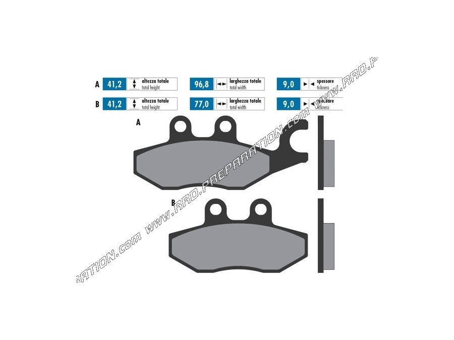 Plaquettes de frein POLINI pour scooter PIAGGIO MEDLEY, BEVERLY, MP3, X9, XEVO, X10... 125, 250, 500