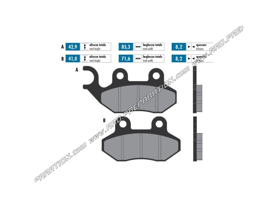 Plaquettes de frein POLINI pour scooter CAGIVA CITY, PEUGEOT TWEET, SYM FIDDLE, CITYCOM, HD, SYMPLY... 50, 125 