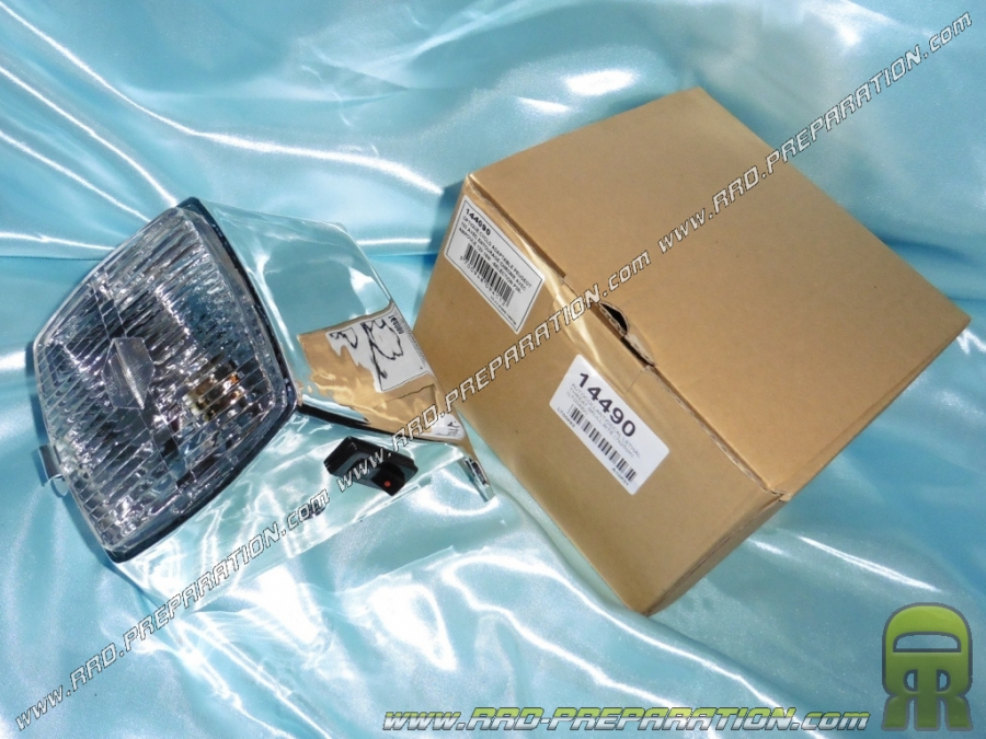 Faro original P2R cuadrado cromado para PEUGEOT 103 Mvl, Vogue, Chrono... 12V