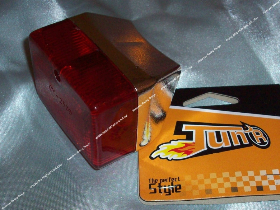 TUN 'R rectangular chrome and red rear light for moped (to be placed on mudguard)