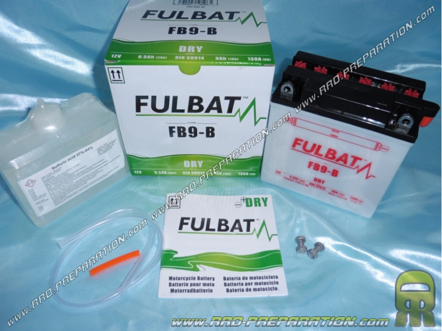 Batería FULBAT YB9-B 12v 9Ah (ácido con mantenimiento) para moto, mécaboite, scooters...