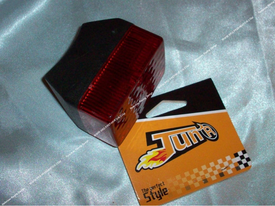 Rectangular black and red rear light TUN 'R for moped (to be placed on mudguard)