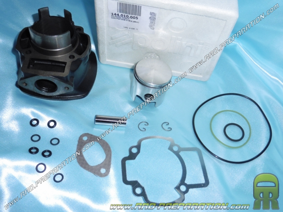 Kit haut moteur 70cc cylindre, piston Ø45,8mm POLINI alu pour moto POLINI X5, XP5, XP1, MINICROSS... Refroidissement liquide