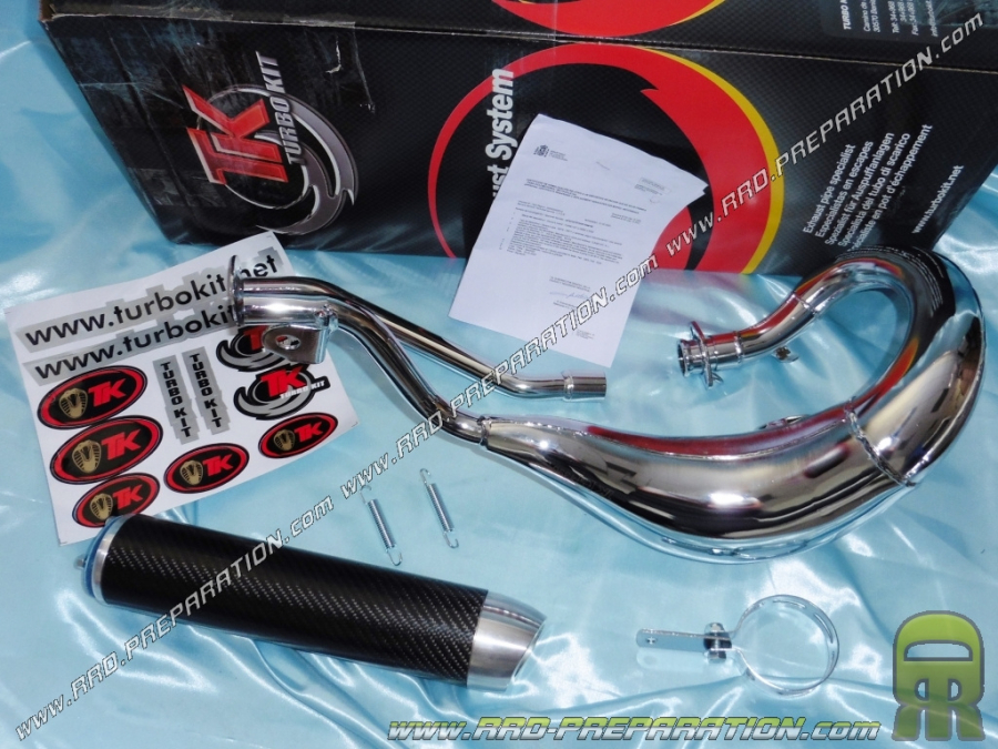 Pot d'échappement TURBOKIT TK HQ CHROME CARBONE passage haut pour moto CPI SM, SX, ENDURO, SUPER-MOTARD... 50cc