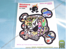 Autocollant STICKERS BOMB TETE DE MORT 10cm x 12cm