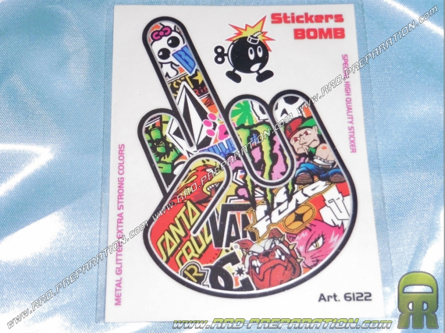 Autocollant STICKERS BOMB DOIGT D'HONNEUR 10cm x 12cm