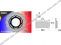 WAVE big brake kit (discs, pads) front FRANCE EQUIPEMENT for motorcycle YAMAHA MT-01 1700cc from 2005 and 2006