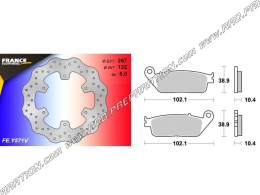 Large brake kit WAVE (discs, pads) rear FRANCE EQUIPEMENT for motorcycle YAMAHA MT-01 1700cc from 2005 to 2012