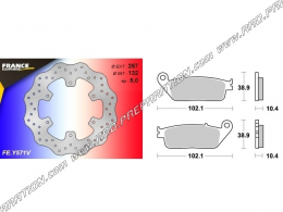 Kit gros frein WAVE (disques, plaquettes) arrière FRANCE EQUIPEMENT pour moto YAMAHA MT-01 1700cc de 2005 à 2012