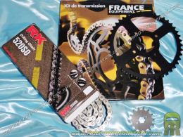 Kit chaine FRANCE EQUIPEMENT renforcé pour moto KTM 125 DUKE de 2011 à 2013 dentures aux choix