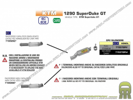 Kit ARROW GP2 et GP2 "Dark" pour collecteur ORIGINE ou ARROW pour KTM 1290 SuperDuke GT 2017/2018