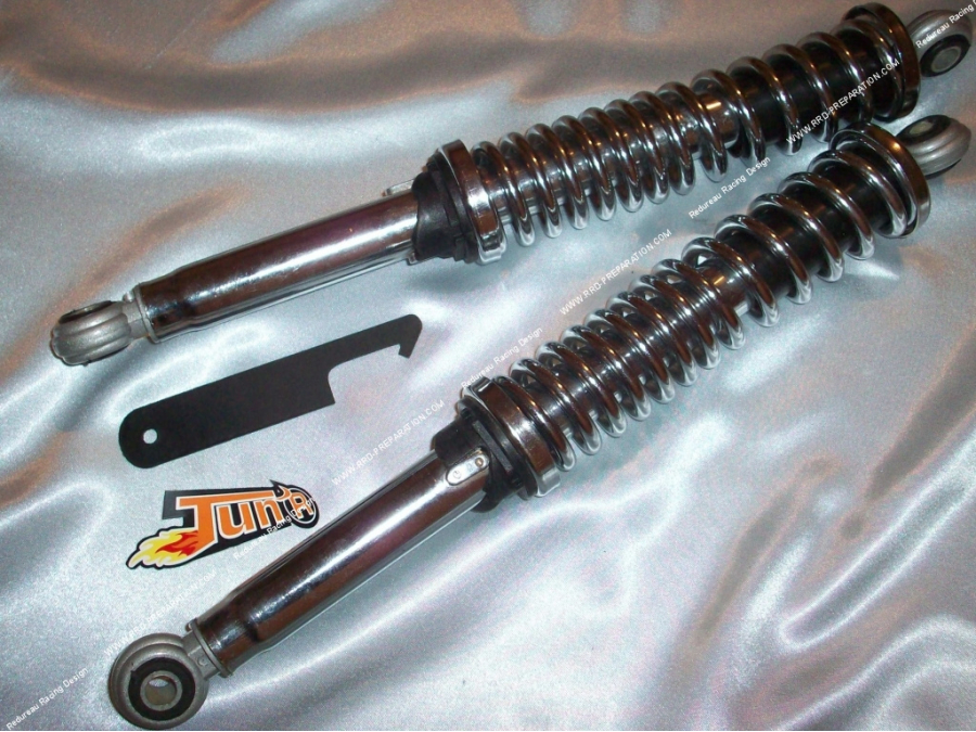 Pair of adjustable chrome TUN 'R shock absorbers length 360mm for moped