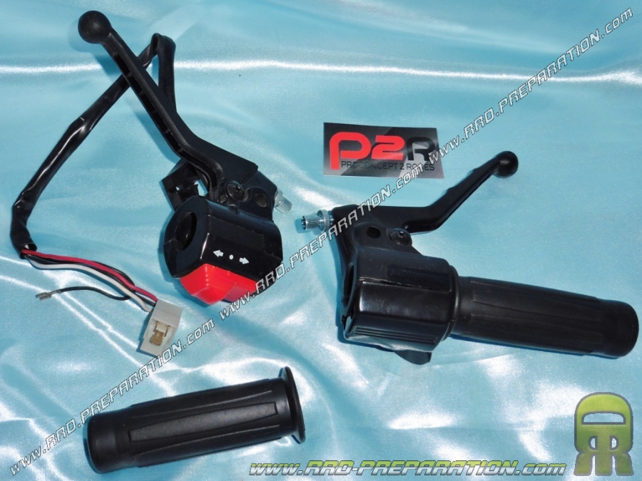 Kit of brake levers + choke & decompressor, indicators... P2R black original type for Peugeot 103 SP/MVL