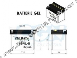 Batterie sans entretien au gel FULBAT YB4L-B 12v 4Ah pour moto, mécaboite, scooters...
