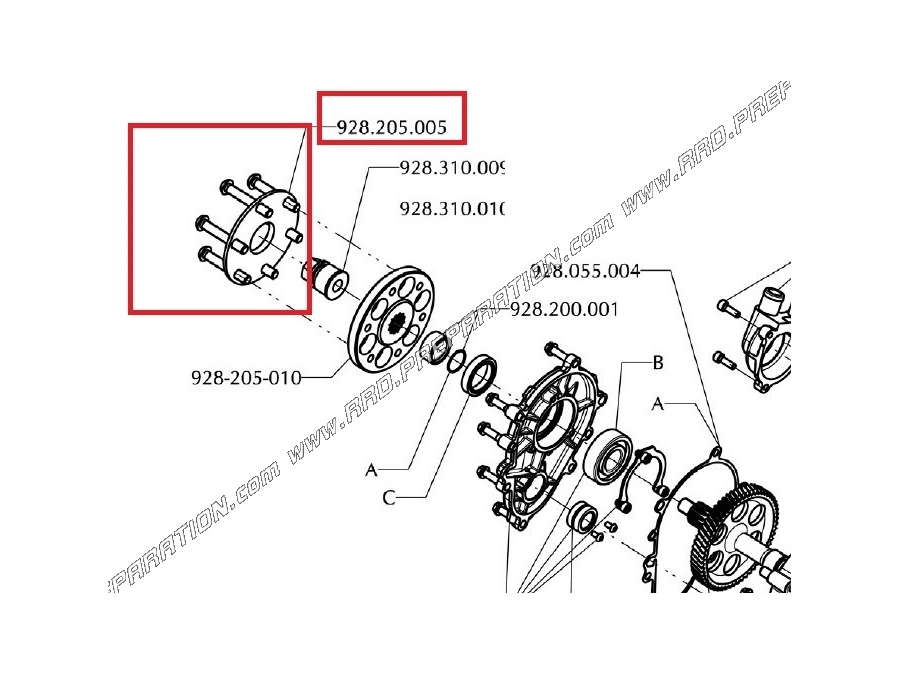 Brida de fijación de hélice POLINI para ULM THOR 200cc y 250cc