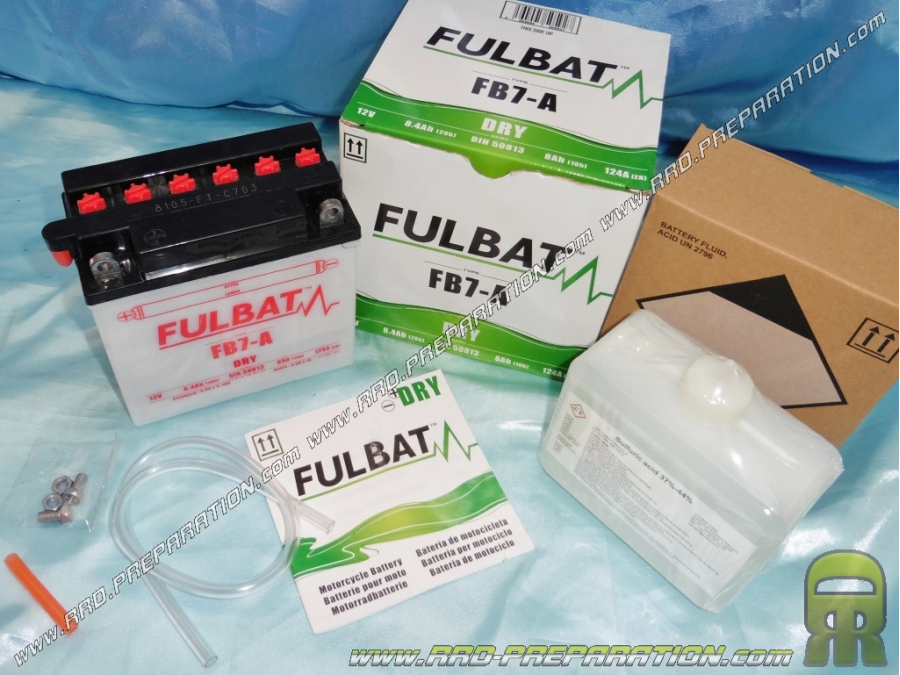 Batterie FULBAT YB7-A 12V 8Ah (livré avec acide) pour moto, mécaboite, scooters...