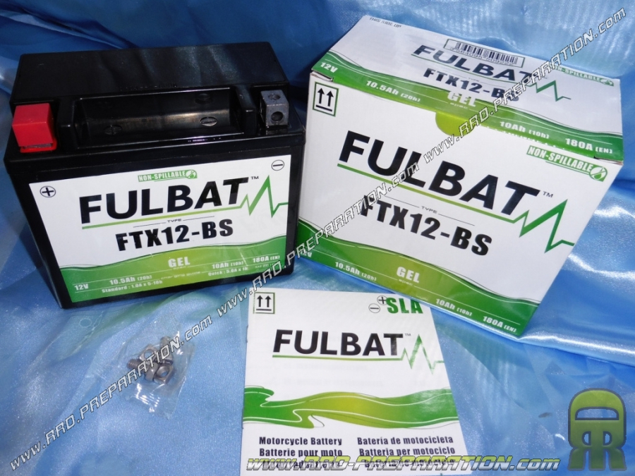 Batería FULBAT YTX12-BS 12v 10Ah (ácido libre de mantenimiento) para moto, mécaboite, scooters...