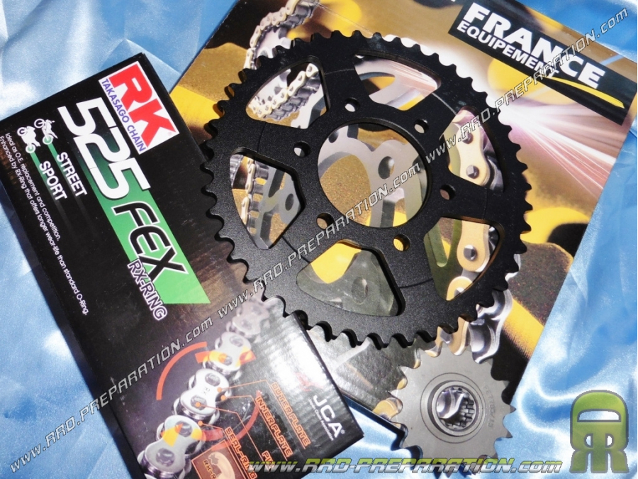 Kit chain FRANCE EQUIPMENT reinforced for motorcycle KAWASAKI ZX6R NINJA from 1998 to 2001 ... teeth with the choices