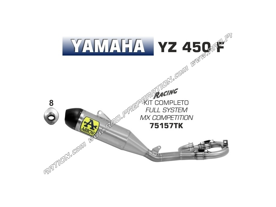 Ligne d'échappement ARROW MX COMPETITION TITANIUM pour Yamaha YZ 450 F 2018