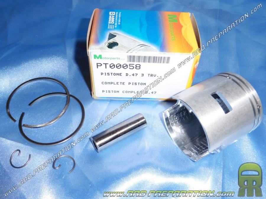 Piston bi segments DR Racing fonte 3 transferts pour scooter VESPA 50cc 2T PK, HP, XL, SPECIAL, PIAGGIO APE...