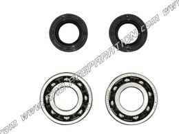 Set of 2 reinforced bearings (C4 polyamide cage) + P2R crankshaft oil seals for derbi euro 1, 2 & 3 engine