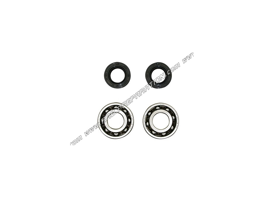 Set of 2 reinforced bearings (C4 polyamide cage) + P2R crankshaft oil seals for derbi euro 1, 2 & 3 engine