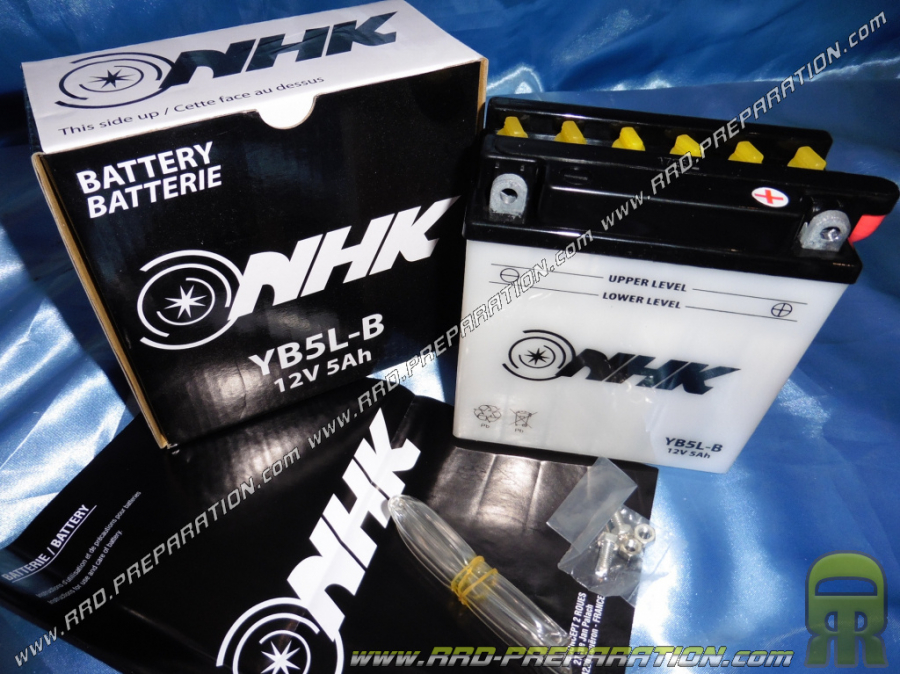 Batterie sans entretien NHK YB5L-B 12v 5Ah pour moto, mécaboite, scooters