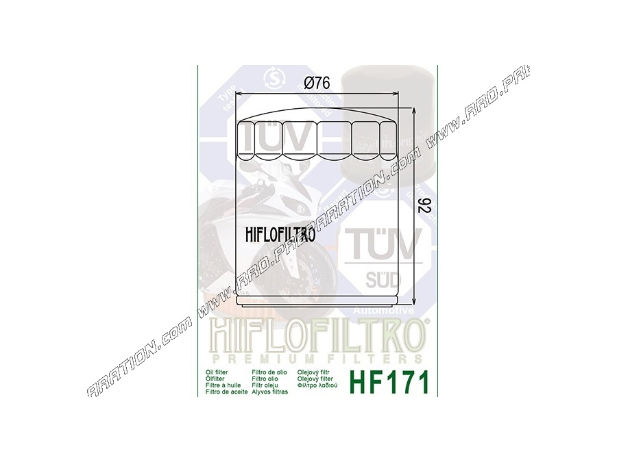 Filtro de aceite HIFLO FILTRO HF171 para moto BUELL 1200 y HARLEY-DAVIDSON FAT BOY, ELECTRA...