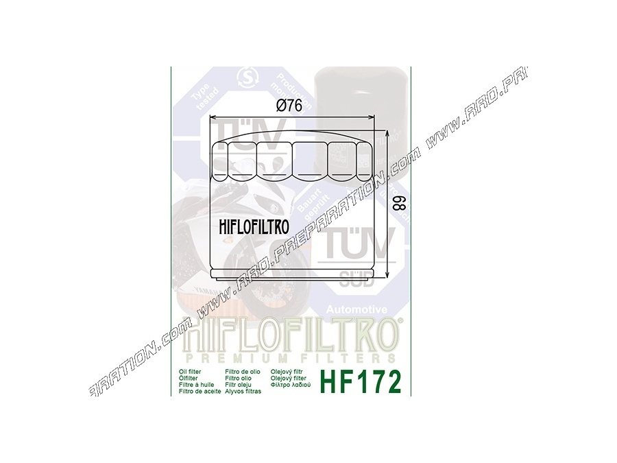 Filtre à huile HIFLO FILTRO HF172C pour moto HARLEY-DAVIDSON XLH 883, XLS 1000, FLH, WIDE GLIDE, FAT BOY