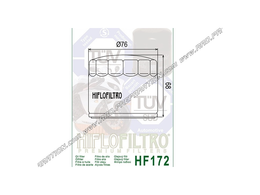 HIFLO FILTRO HF172C oil filter for motorcycle HARLEY-DAVIDSON XLH 883, XLS 1000, FLH, WIDE GLIDE, FAT BOY