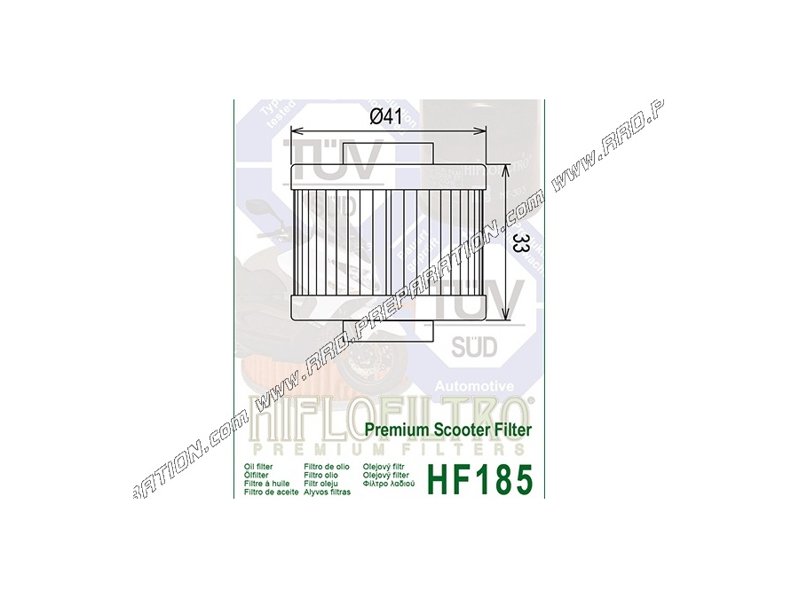 HIFLO FILTRO HF185 oil filter for maxi scooter and quad ADLY, APRILIA SCARABEO, BMW C1, PEUGEOT CITYSTAR, ELYSEO