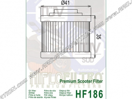 Filtre à huile HIFLO FILTRO HF186 pour maxi scooter APRILIA SCARABEO, LIGHT... 125cc, 200cc 4T de 2007 à 2015