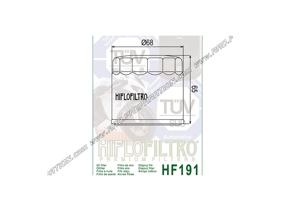  Filtre à huile HIFLO FILTRO HF191 pour maxi scooter, moto PEUGEOT METROPOLIS, TRIUMPH DAYTONA, SPEED FOUR, BONNEVILLE