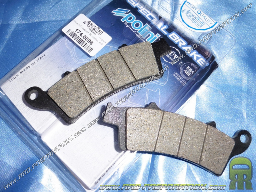 POLINI brake pads for APRILIA ATLANTIC scooter, KYMCO DOWNTOWN, MALAGUTTI MADISON, PEUGEOT LOOXOR 125, 250, 300, 500 ..