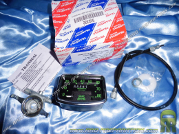 Rectangular speedometer complete with cable and 80 km/h TRANSVAL trainer for moped, mob MBK 88
