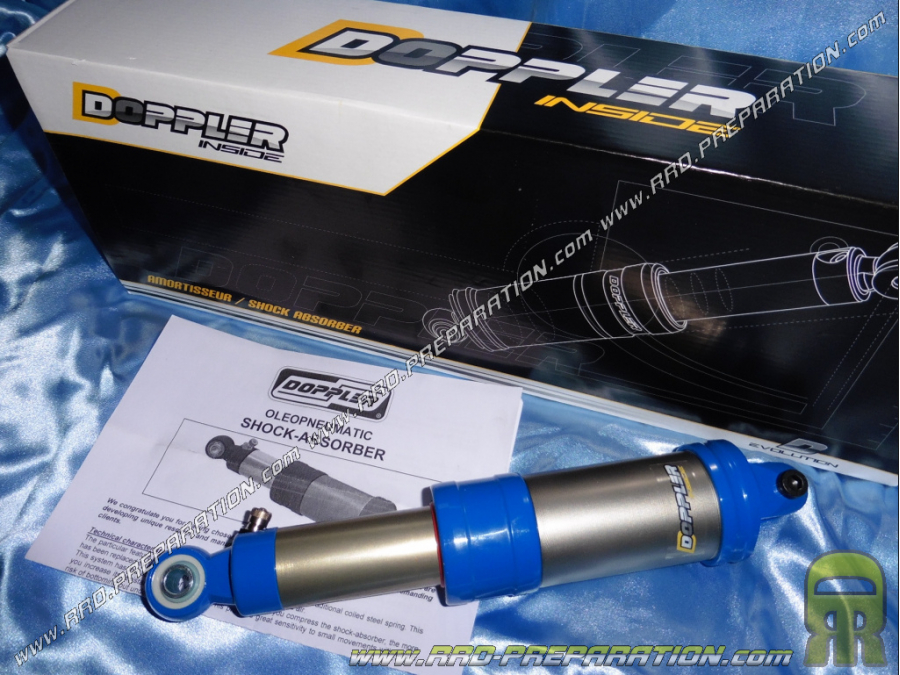 Amortiguador oleoneumático DOPPLER 275mm azul scooter Peugeot Buxy / Trekker / Speedfight