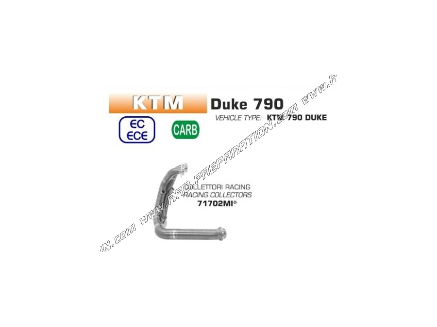 Collecteur ARROW RACING pour silencieux ARROW ou ORIGINE sur KTM DUKE 790 de 2018 à 2019