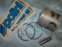 Piston bi segment POLINI Ø47 ou 47,4mm axe 10mm pour kit 70cc fonte RACING & CORSA sur scooter minarelli vertical & horizontal