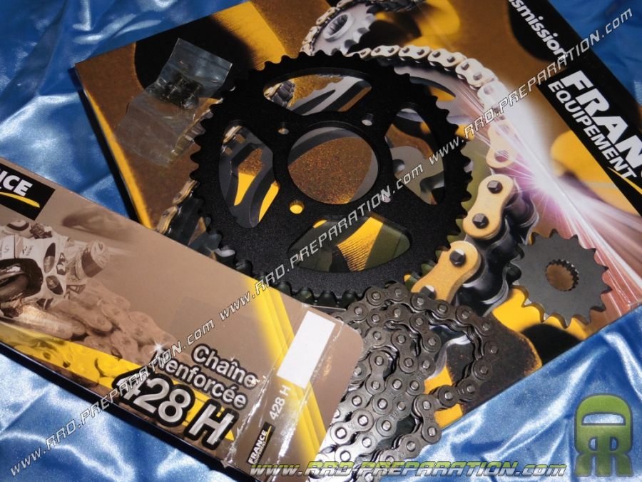 Kit chain FRANCE EQUIPMENT reinforced for motorcycle MASH CAFE RACER 125cc from 2014 to 2016