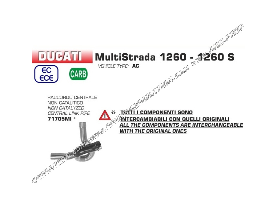 ARROW non catalyzed fitting for Ducati Multistrada 1260 / 1260 S 2018/2019