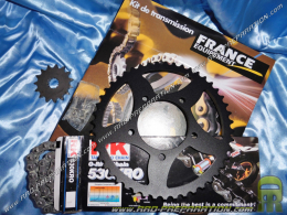 Kit chaine FRANCE EQUIPEMENT renforcé pour moto SUZUKI 600 Bandit de 1995 à 1999 dentures aux choix