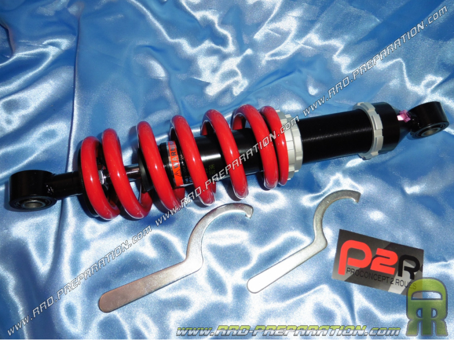 Hydraulic spring shock absorber P2R adjustable center distance 333mm mécaboite DERBI SENDA until 1999